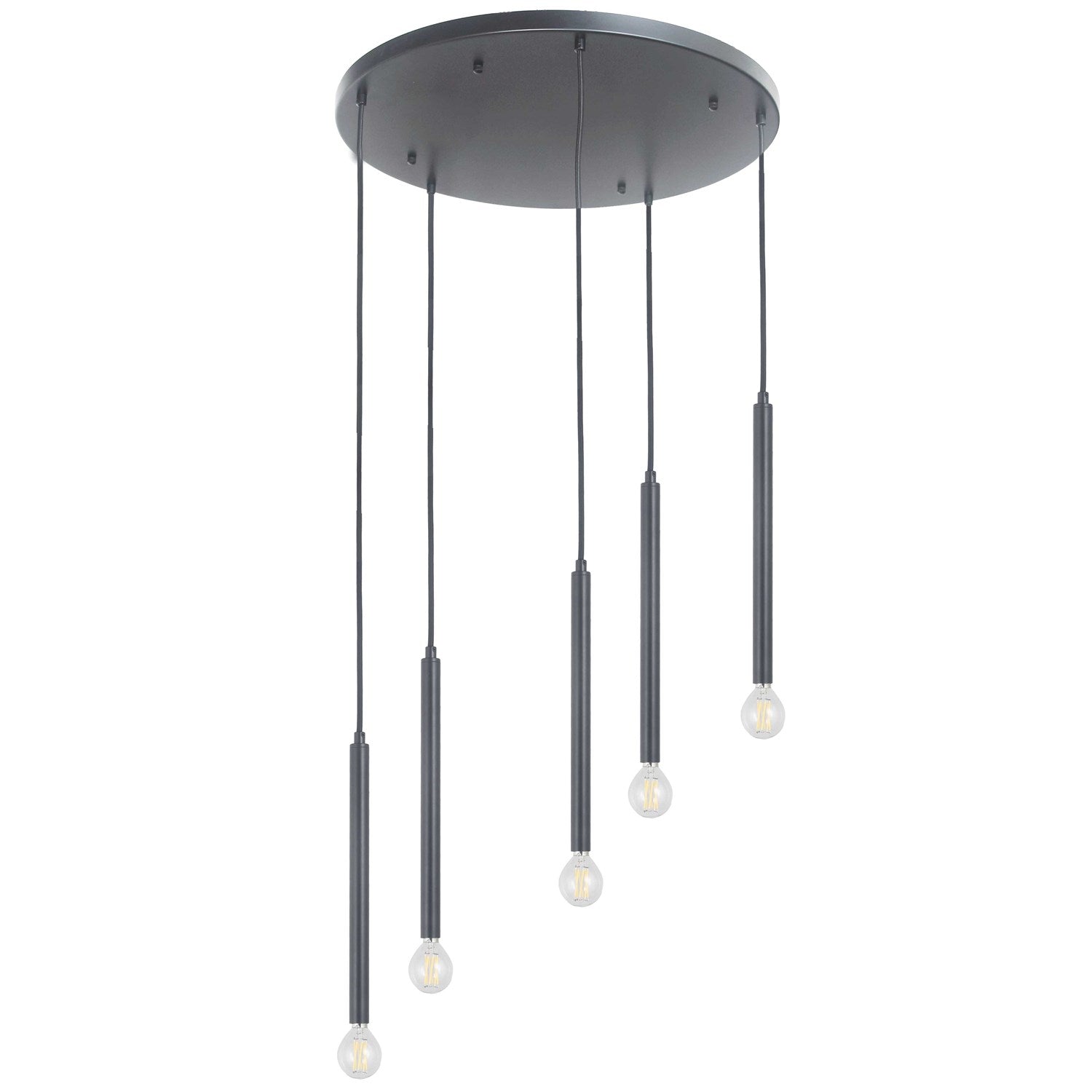 5 Light Pendant In Matte Black by Dainolite