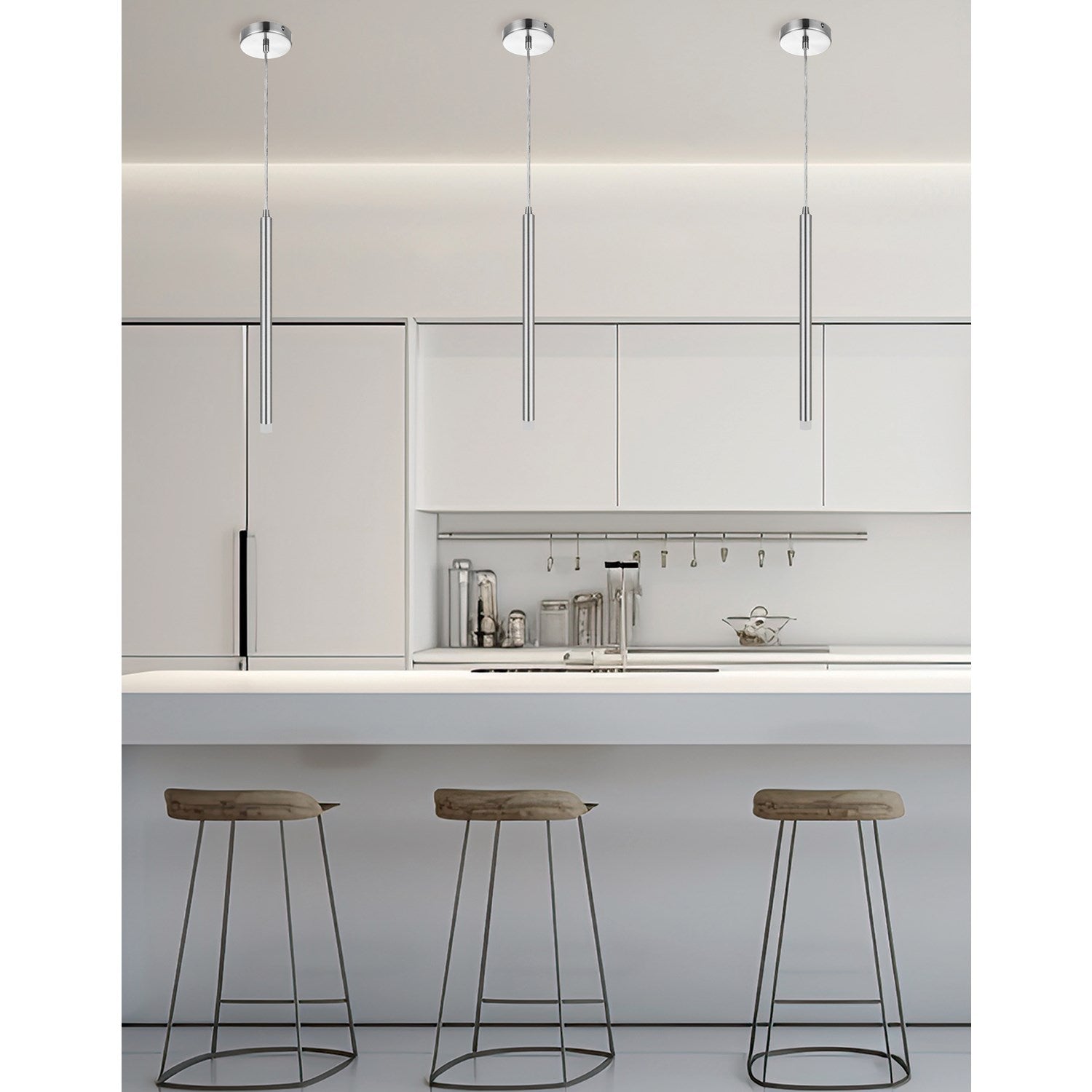 3W Pendant Polished Chrome With Frosted Acrylic Diffuser
