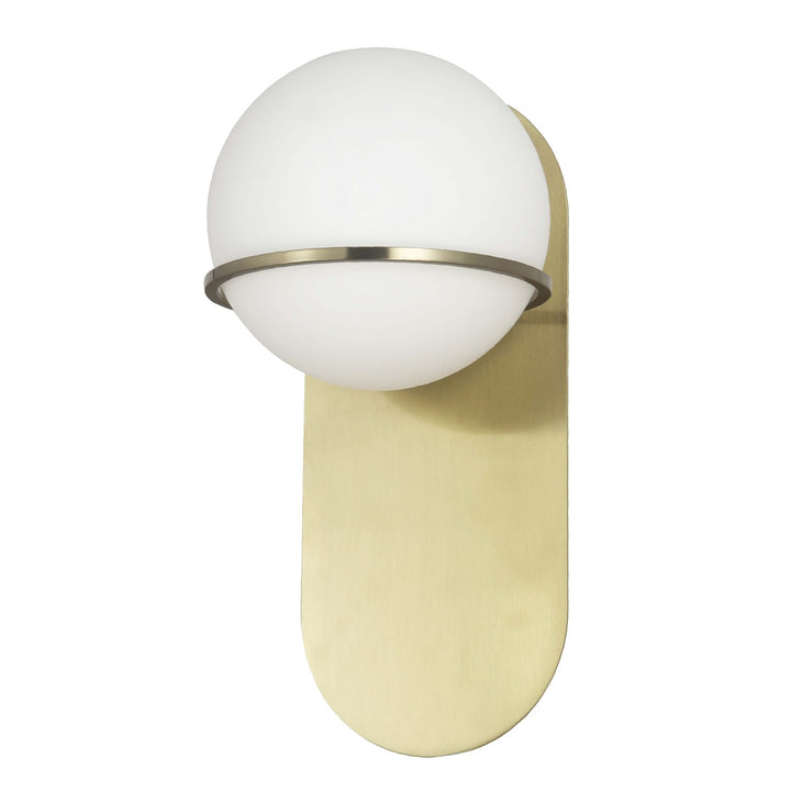 1 Light Halogen Wall Satin Chrome Aged Brass With White Glass by Dainolite