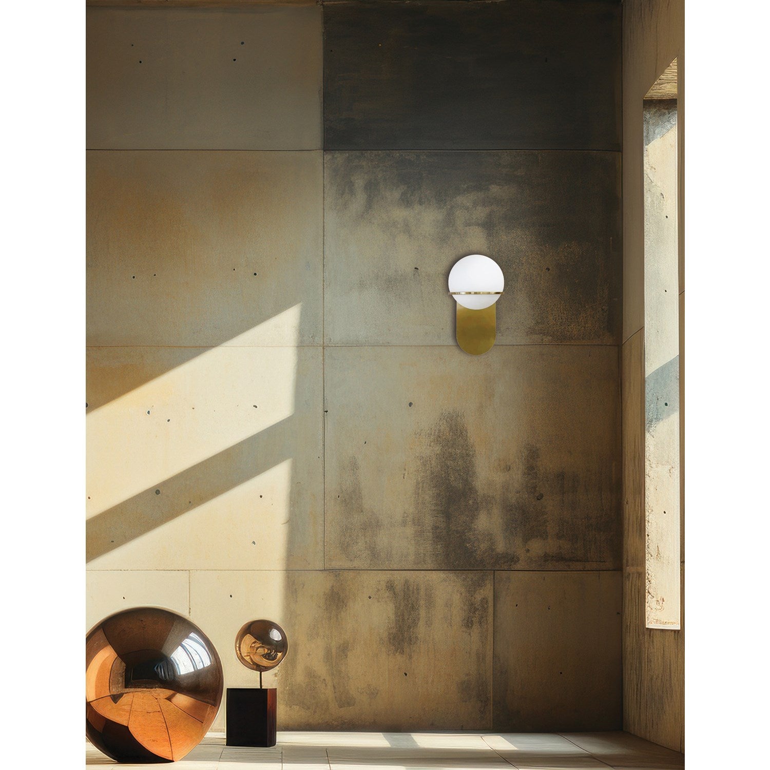 1 Light Halogen Wall Satin Chrome Aged Brass With White Glass