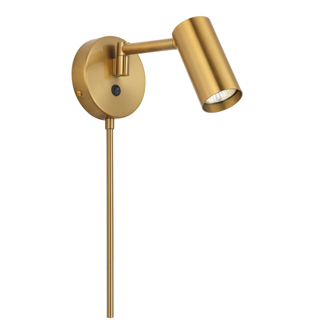 1 Light Halogen Wall Swing Arm Spotlight Aged Brass by Dainolite