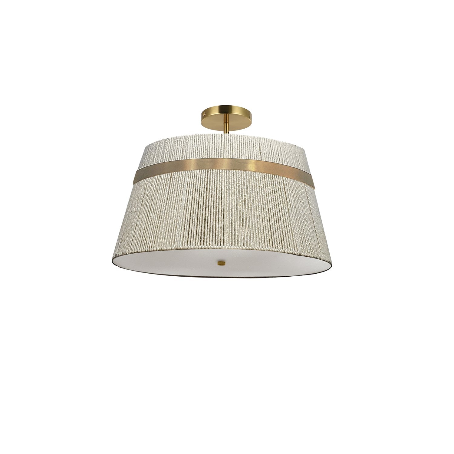 3 Light Semi-Flush Mount In Aged Brass W/ Natural String Shade by Dainolite