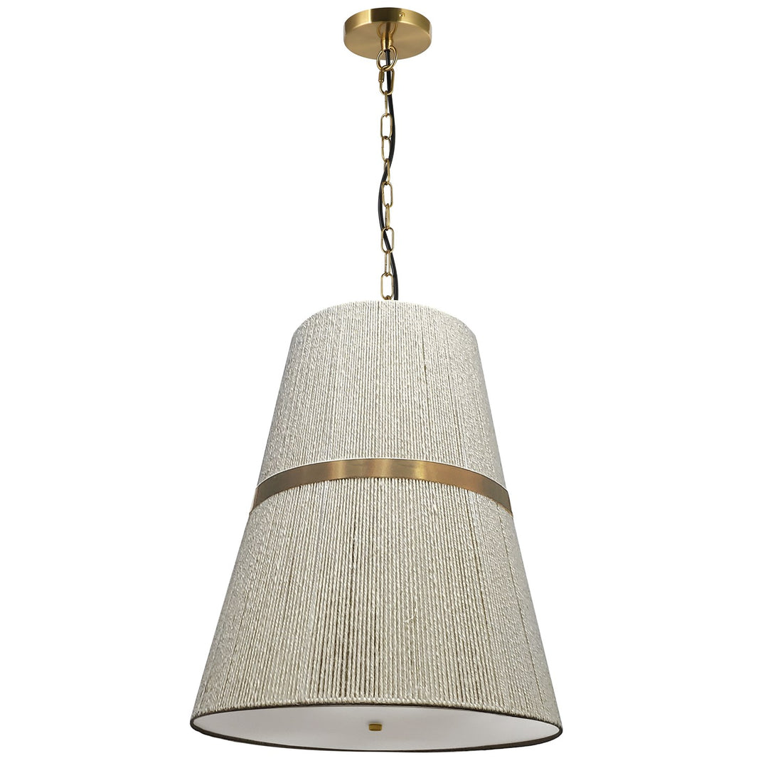 3 Light Pendant In Aged Brass W/ Natural String Shade by Dainolite