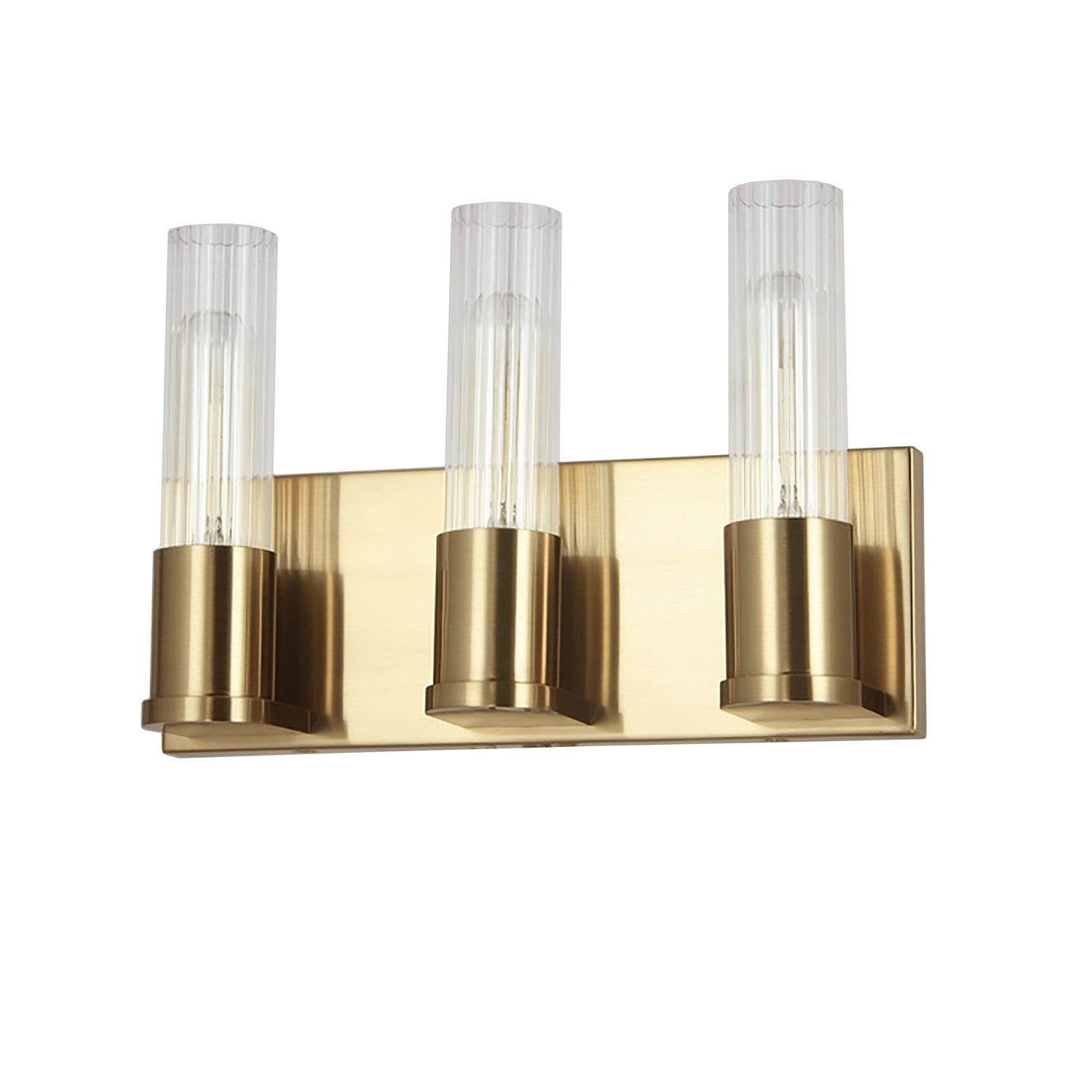 3 Light Incandescent Vanity, Aged Brass W/ Clear Fluted Glass by Dainolite