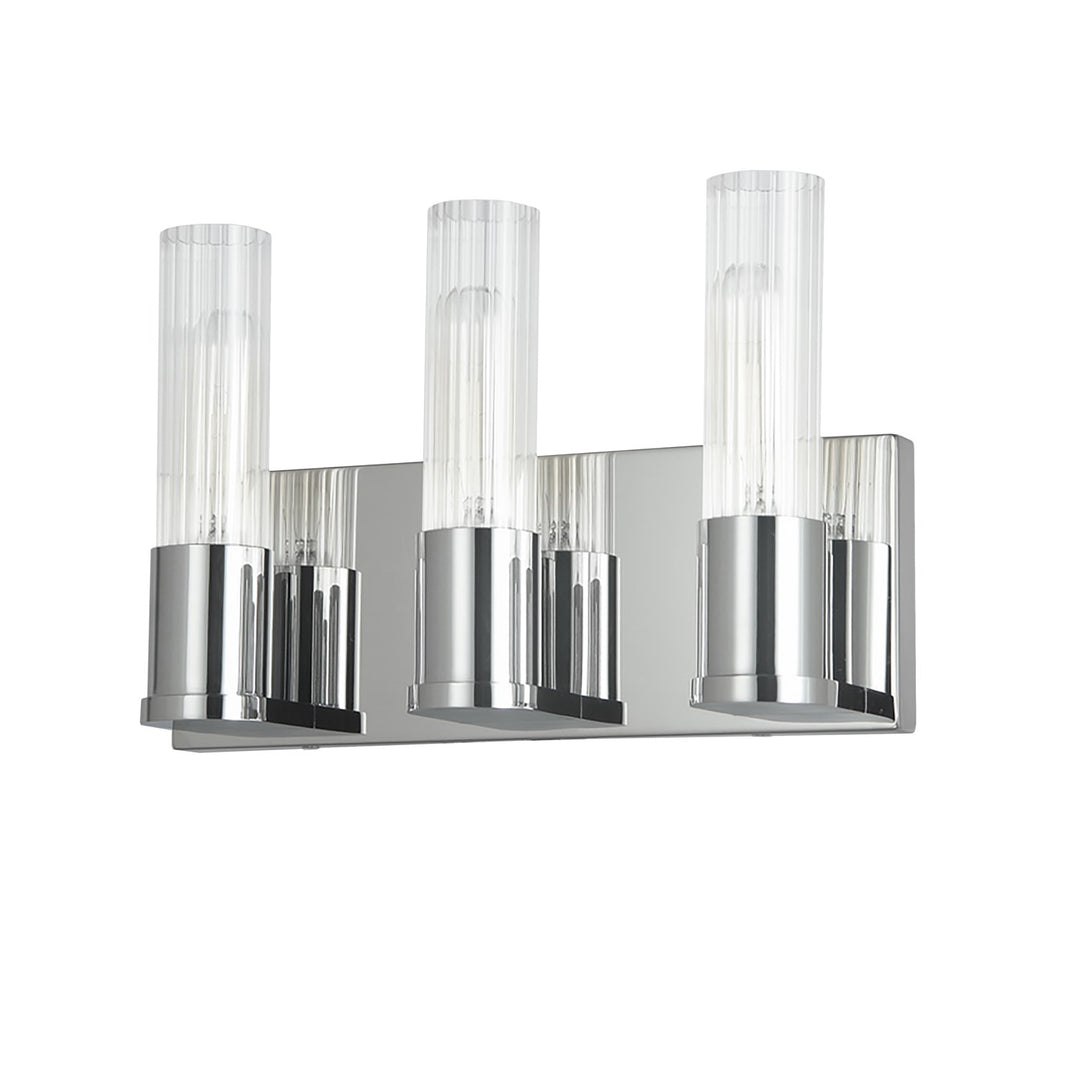 3 Light Incandescent Vanity, Polished Chrome W/ Clear Fluted Glass by Dainolite