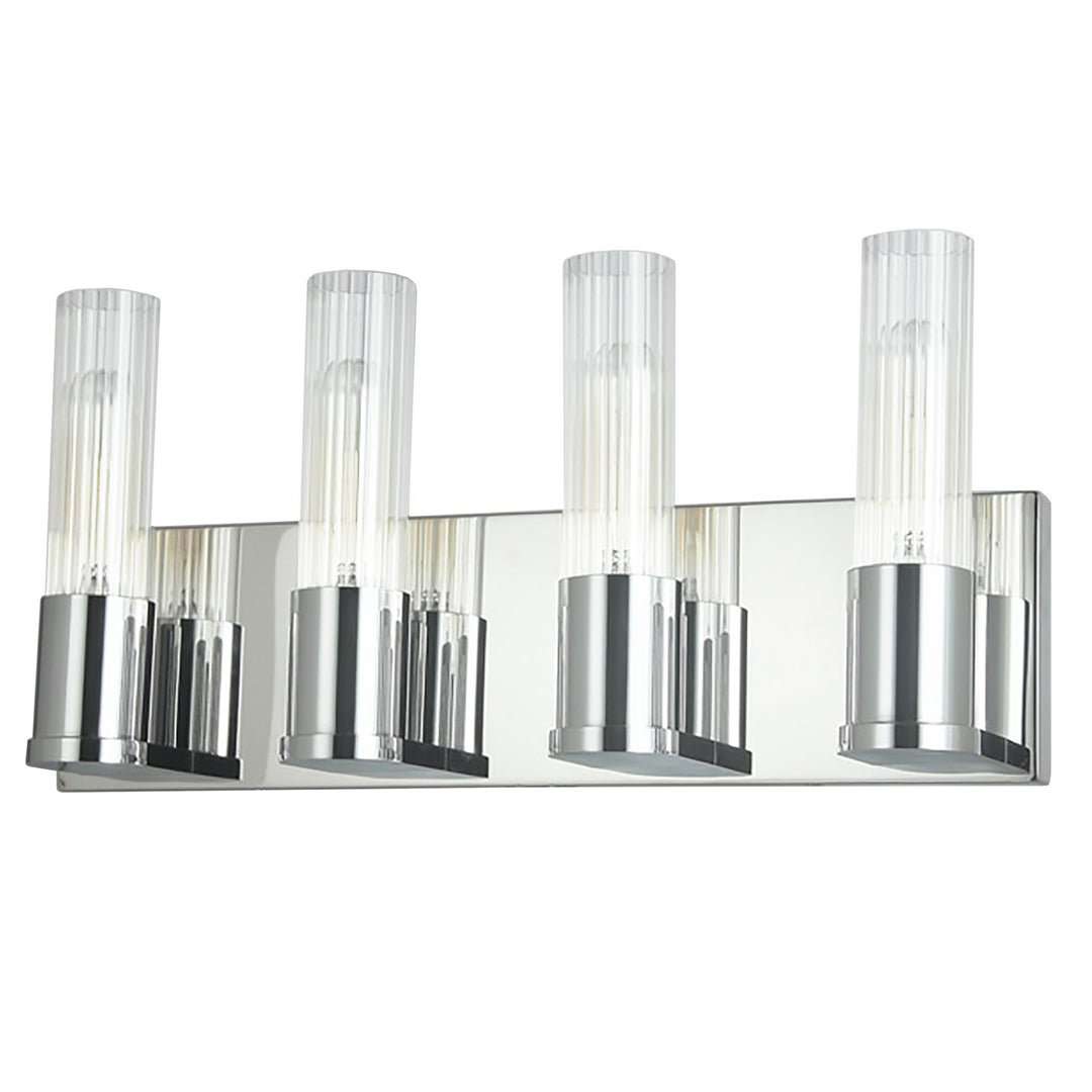 4 Light Incandescent Vanity, Polished Chrome W/ Clear Fluted Glass by Dainolite