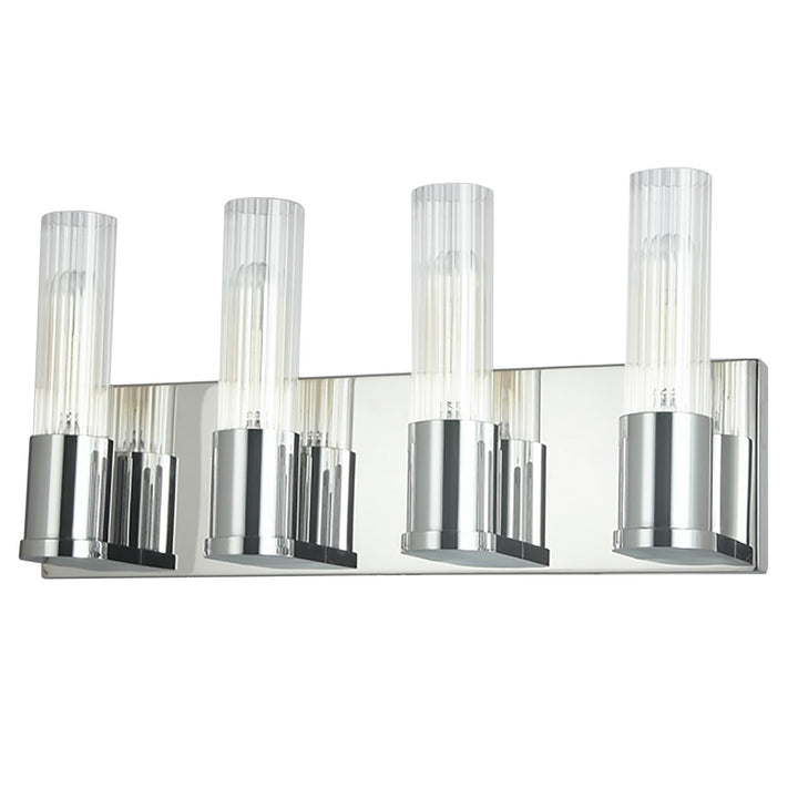 4 Light Incandescent Vanity, Polished Chrome W/ Clear Fluted Glass by Dainolite