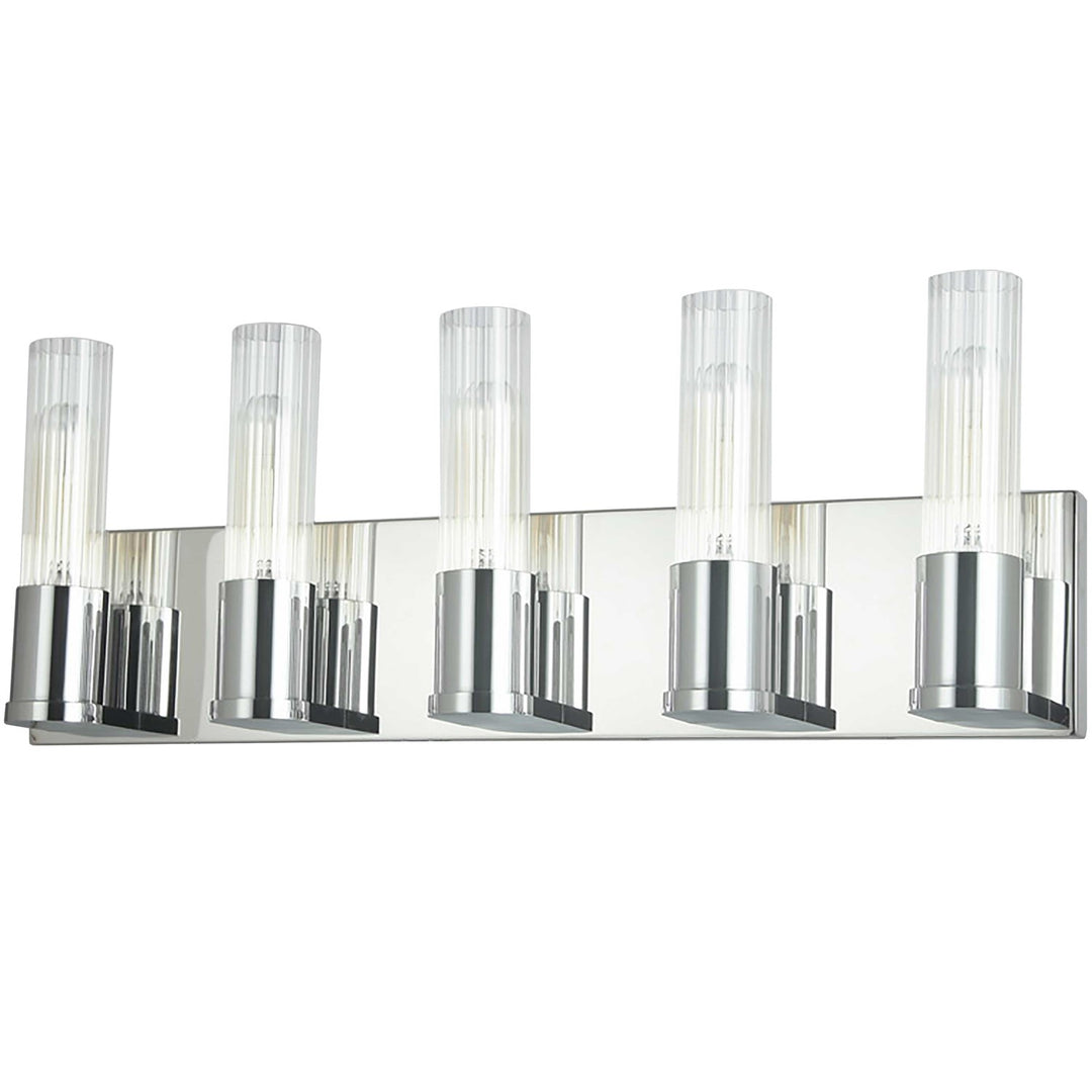 5 Light Incandescent Vanity, Polished Chrome W/ Clear Fluted Glass by Dainolite