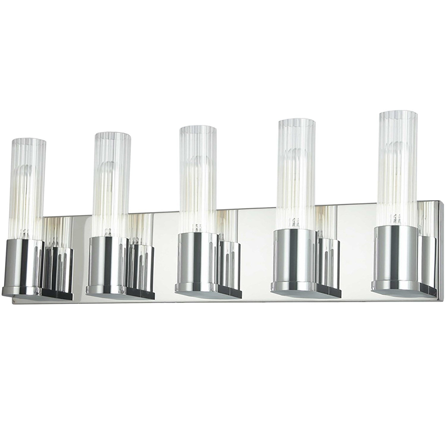 5 Light Incandescent Vanity, Polished Chrome W/ Clear Fluted Glass by Dainolite