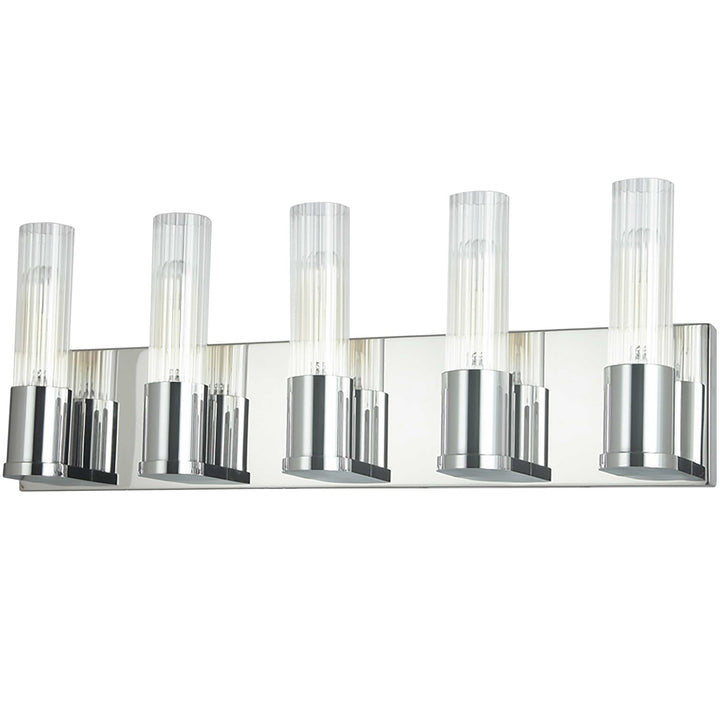 5 Light Incandescent Vanity, Polished Chrome W/ Clear Fluted Glass by Dainolite