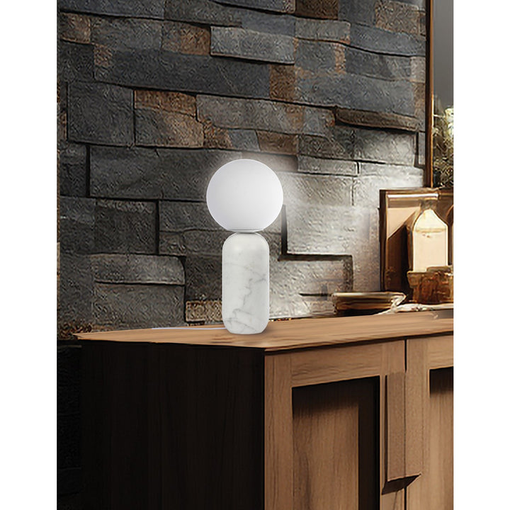 1 Light Alabaster Table Lamp W/ Opal Glass