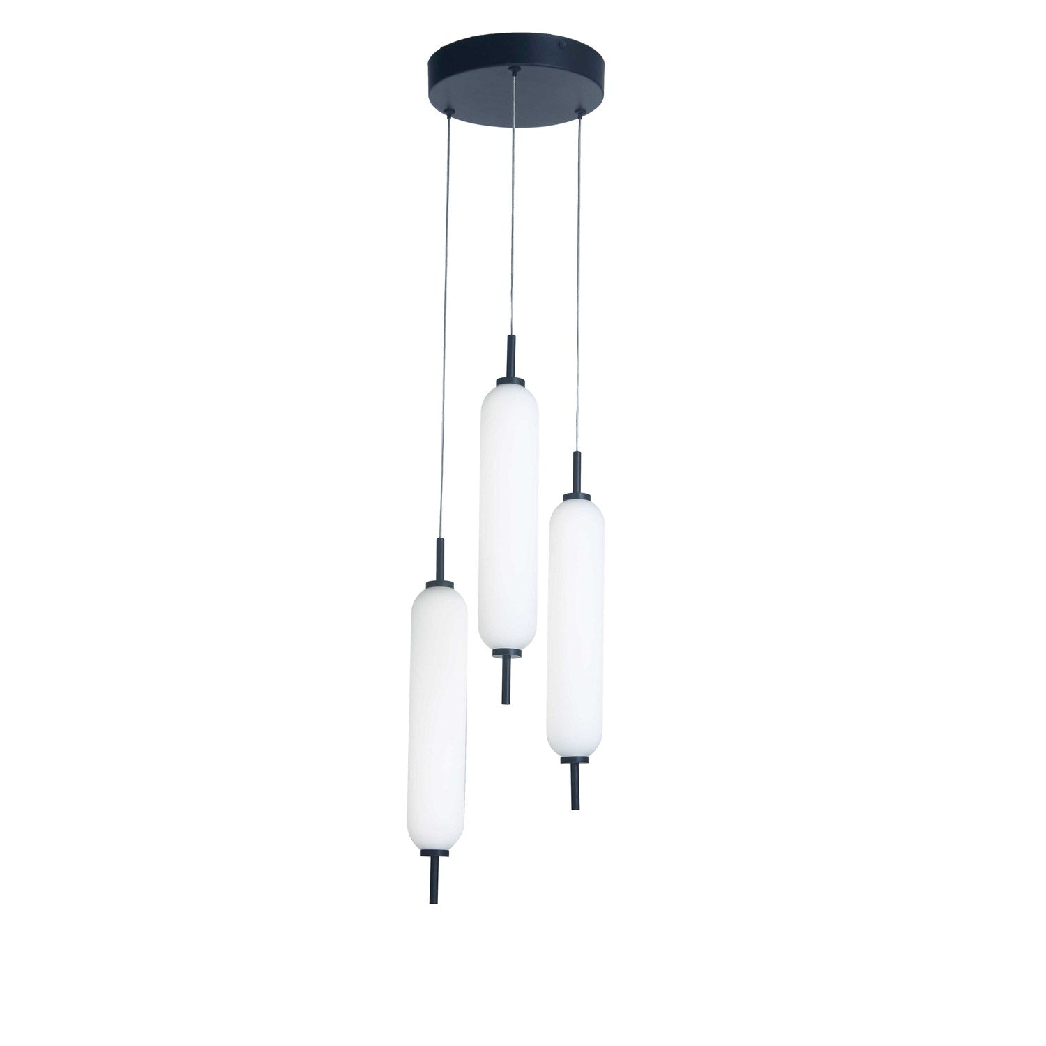30W Matte Black Multi Light Pendant W/ White Opal Glass by Dainolite