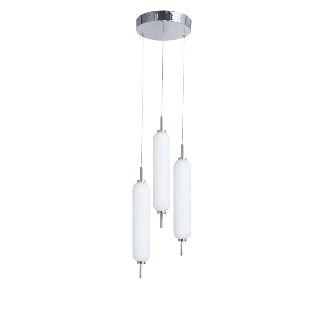 30W Polished Chrome Multi Light Pendant W/ White Opal Glass by Dainolite