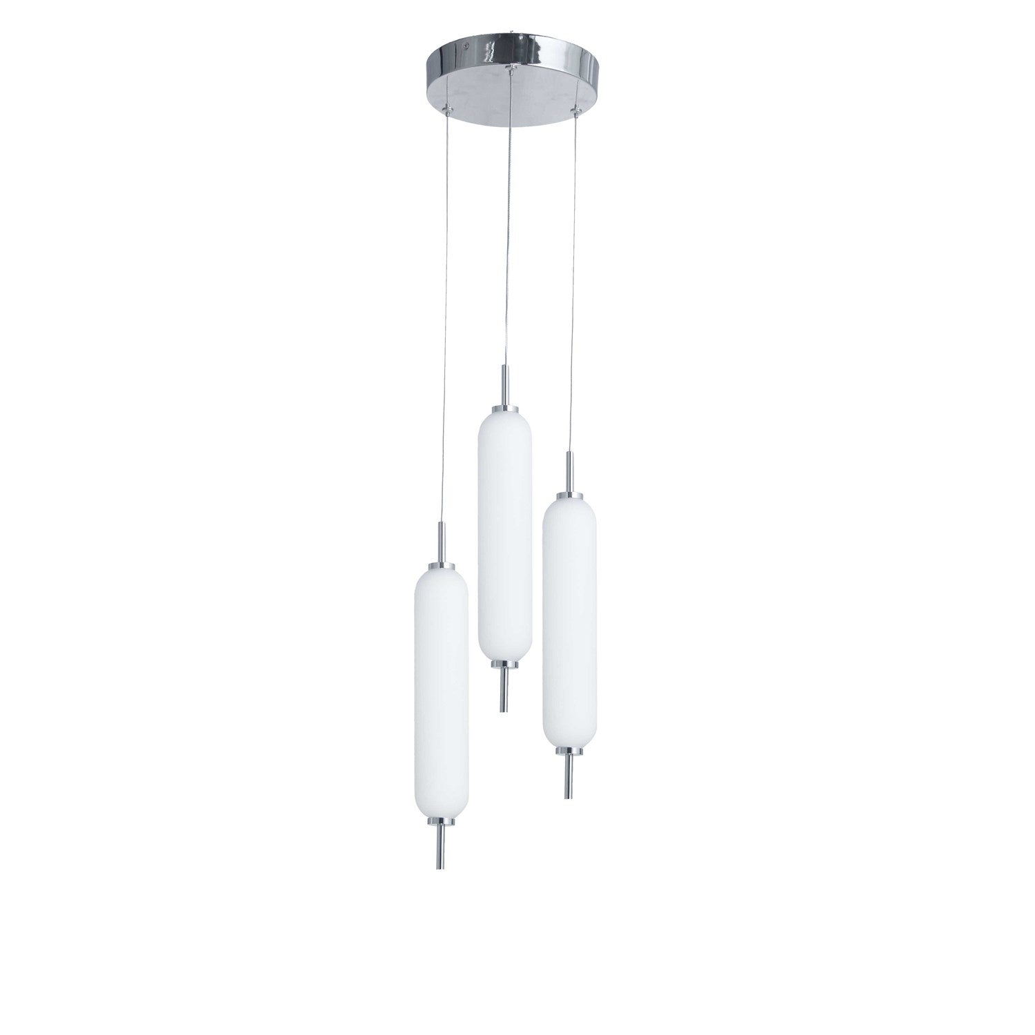 30W Polished Chrome Multi Light Pendant W/ White Opal Glass by Dainolite