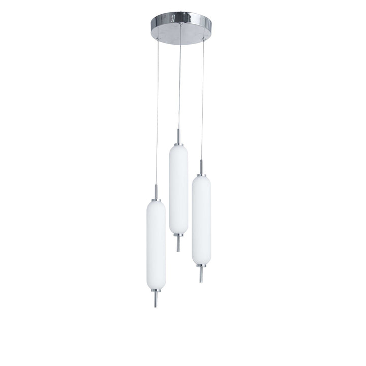 30W Polished Chrome Multi Light Pendant W/ White Opal Glass by Dainolite