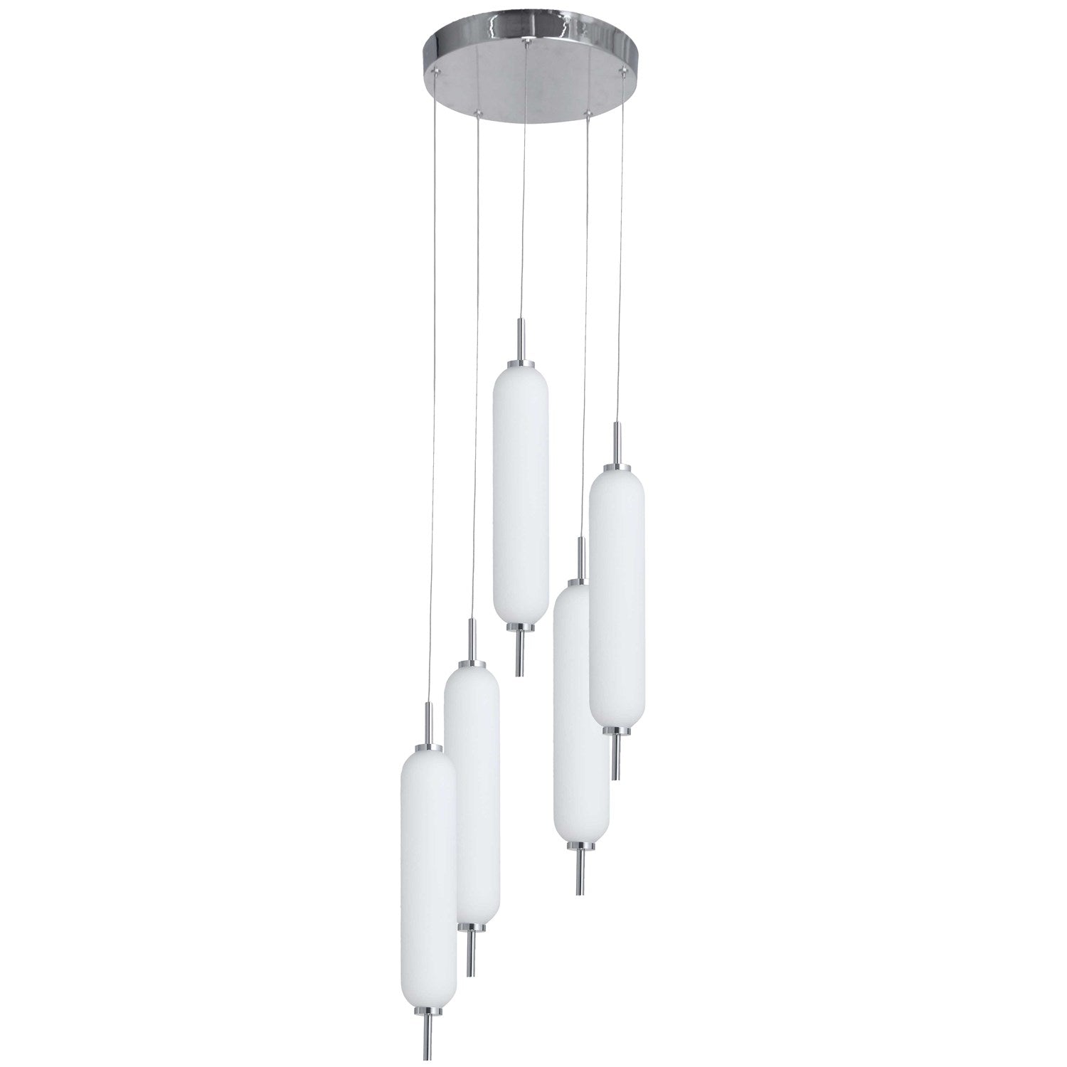 45W Polished Chrome Multi Light Pendant W/ White Opal Glass by Dainolite