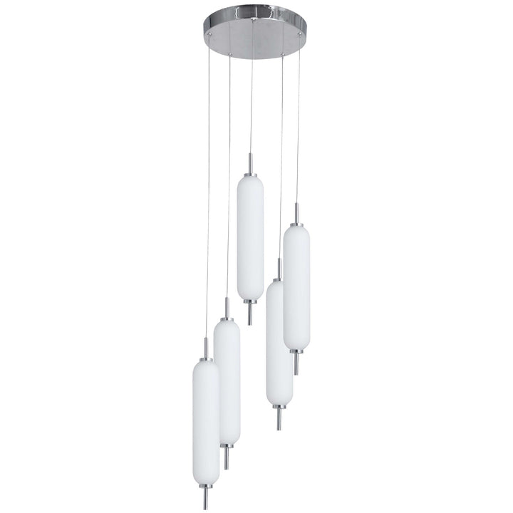 45W Polished Chrome Multi Light Pendant W/ White Opal Glass by Dainolite