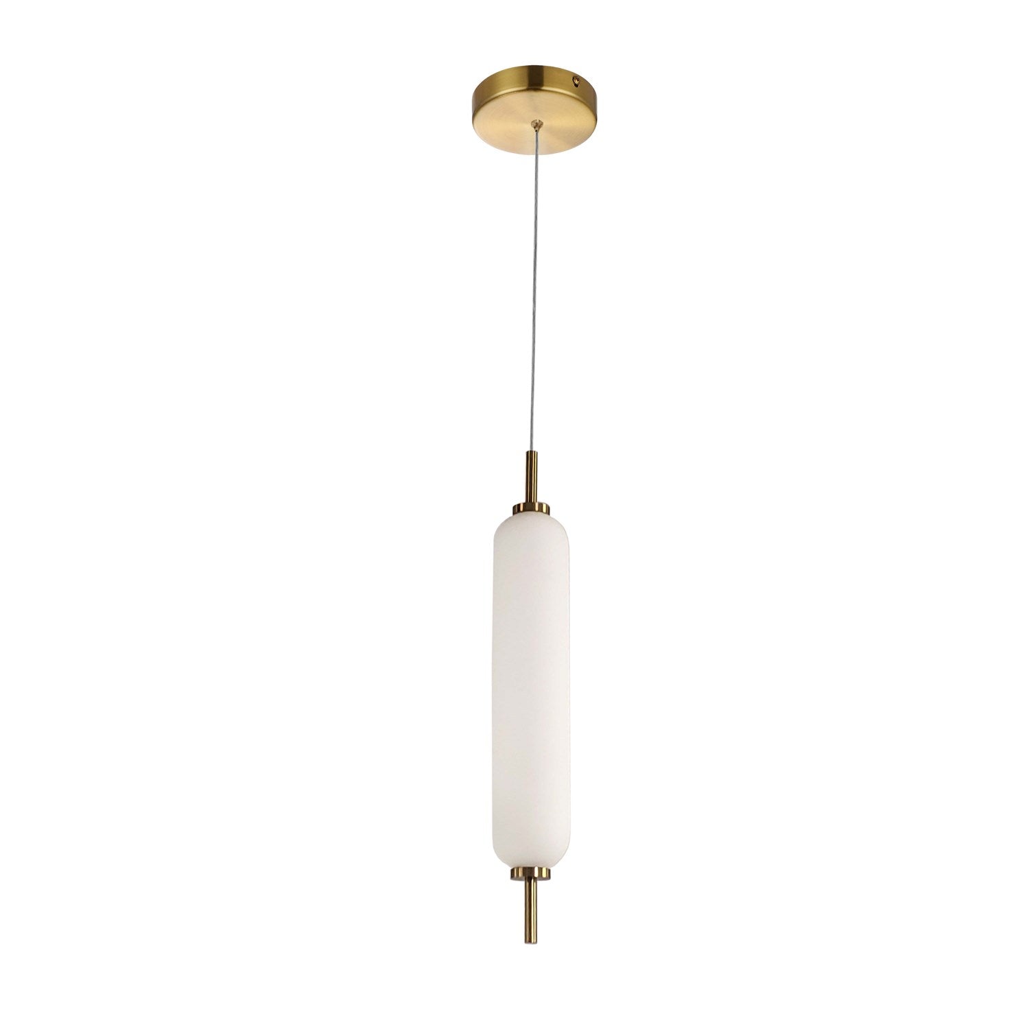 10W Pendant Aged Brass With White Opal Glass by Dainolite
