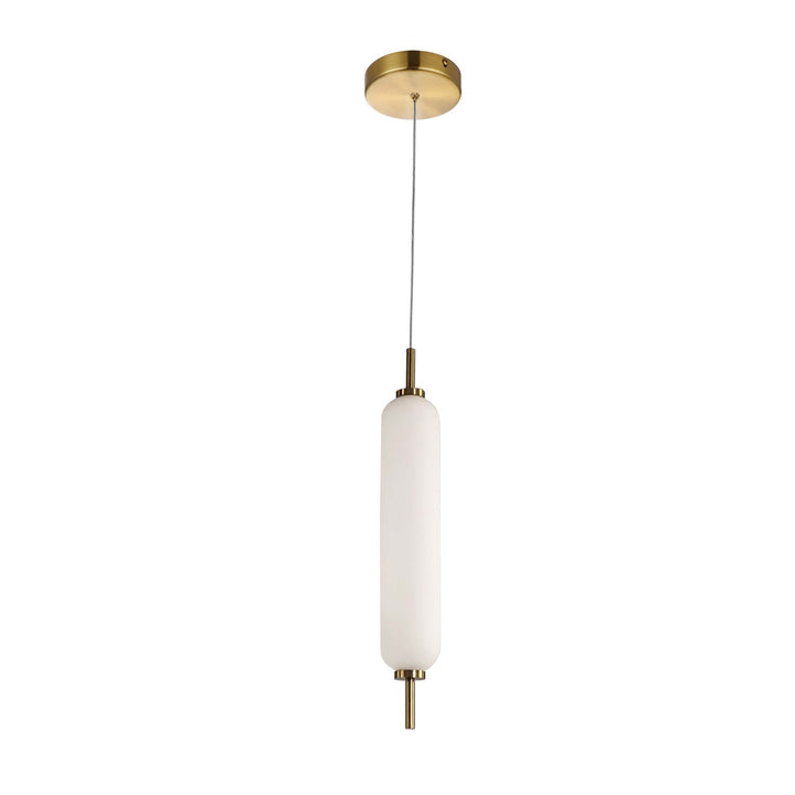 10W Pendant Aged Brass With White Opal Glass by Dainolite