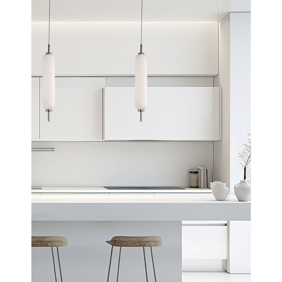 10W Pendant Polished Chrome With White Opal Glass