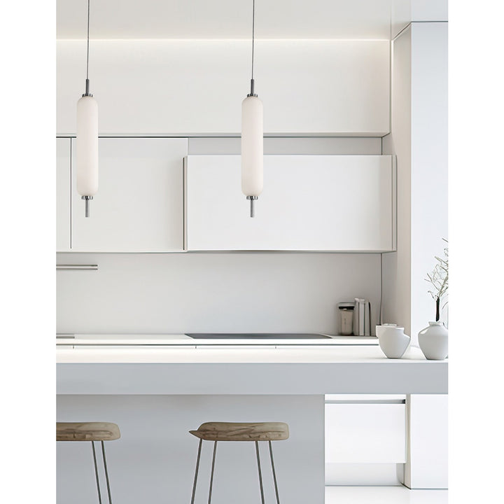 10W Pendant Polished Chrome With White Opal Glass