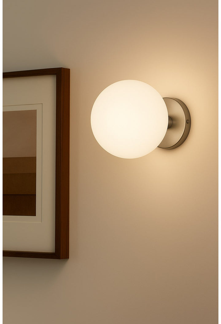 6W Wall Sconce, Polished Chrome W/ Opal Glass