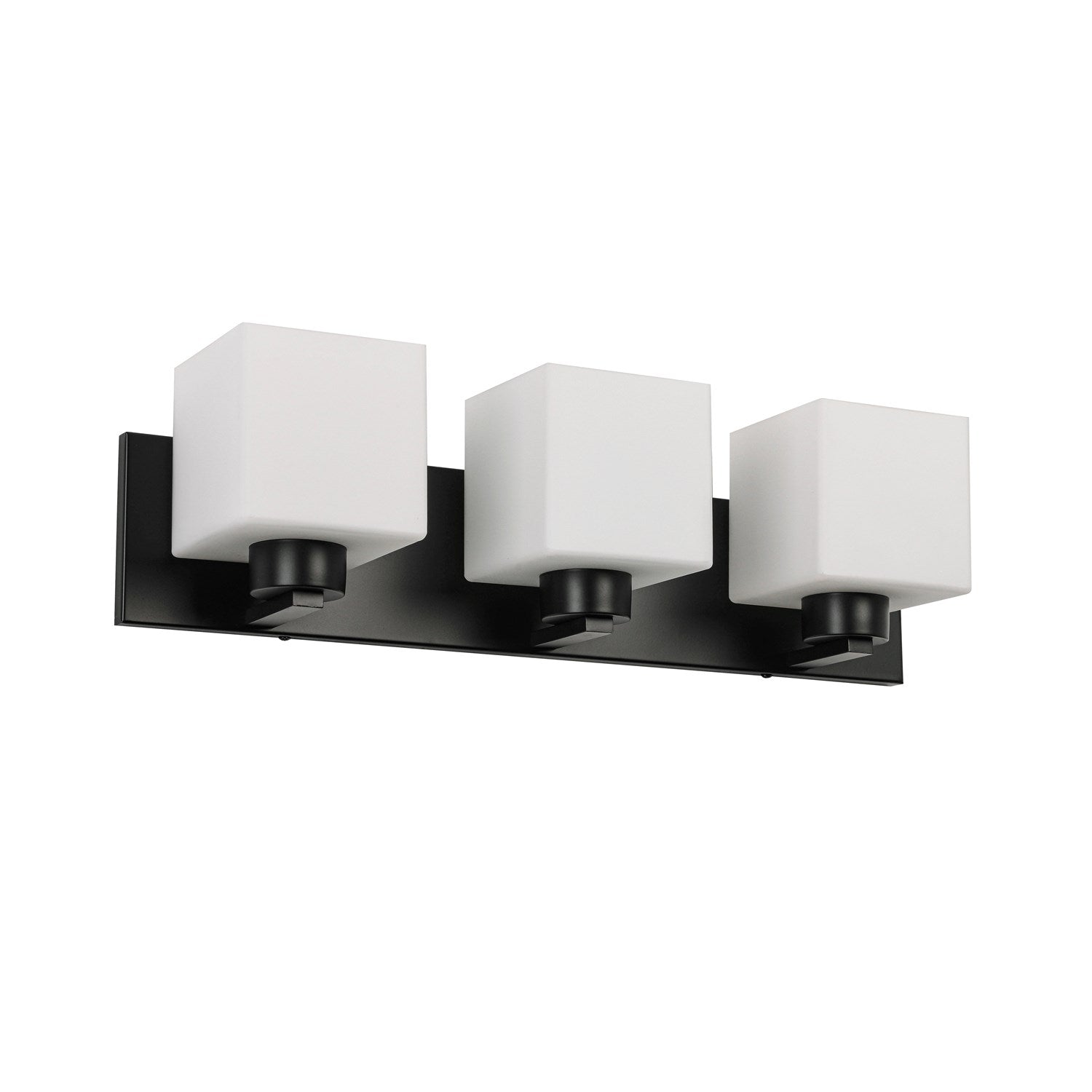 3 Light Vanity Matte Black With White Opal Glass by Dainolite