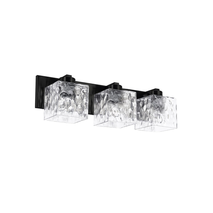 3 Light Vanity Matte Black With White Opal Glass