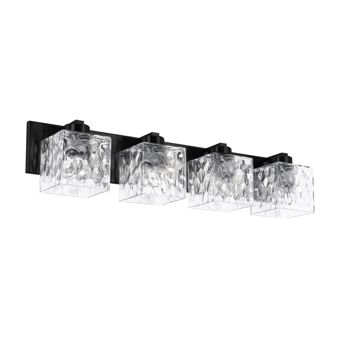 4 Light Vanity In Matte Black W/ Clear Water Glass by Dainolite