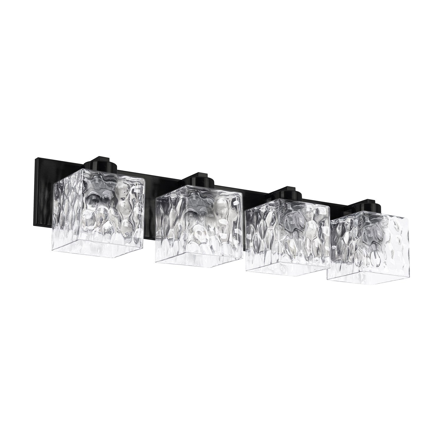 4 Light Vanity In Matte Black W/ Clear Water Glass by Dainolite