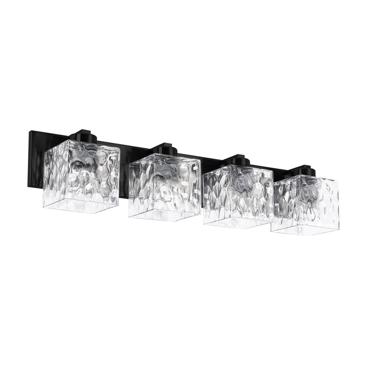 4 Light Vanity In Matte Black W/ Clear Water Glass by Dainolite