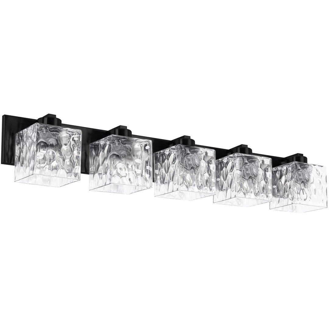 5 Light Vanity In Matte Black W/ Clear Water Glass by Dainolite
