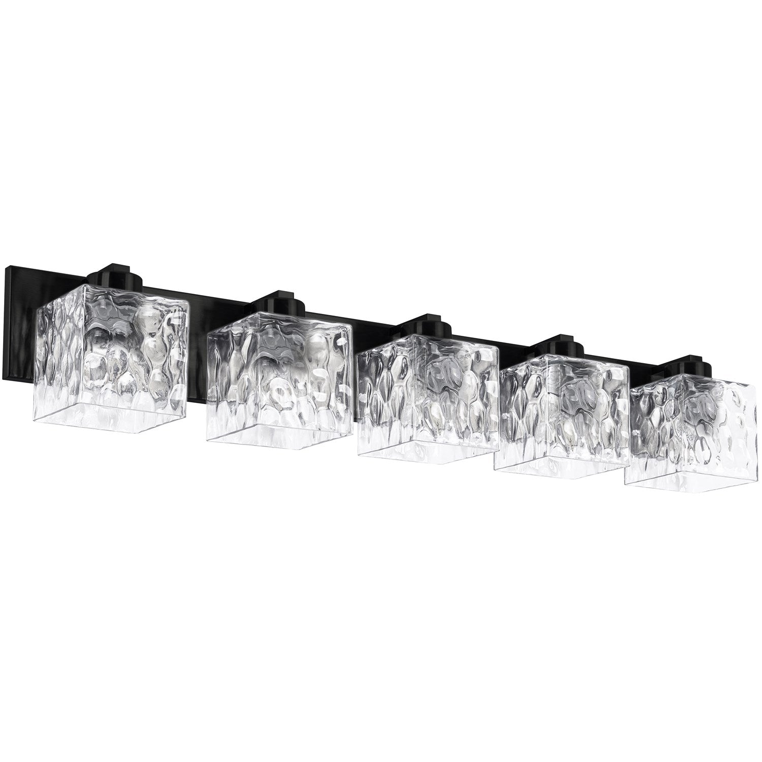 5 Light Vanity In Matte Black W/ Clear Water Glass by Dainolite