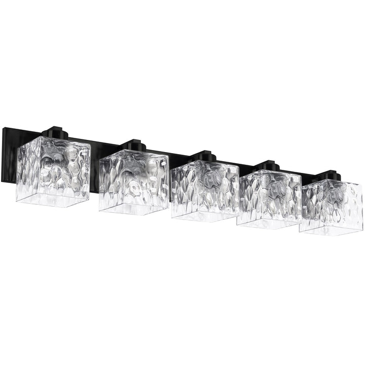 5 Light Vanity In Matte Black W/ Clear Water Glass by Dainolite
