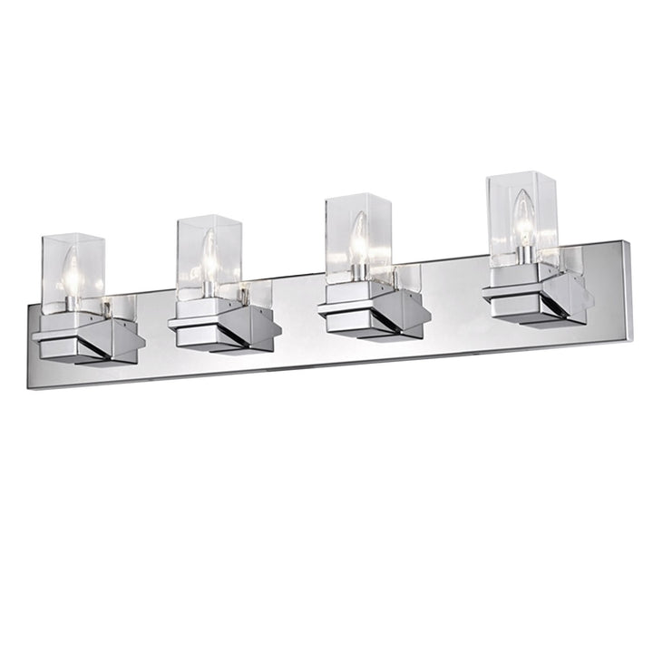 4 Light Incandescent Vanity, Polished Chrome W/ Clear Glass by Dainolite