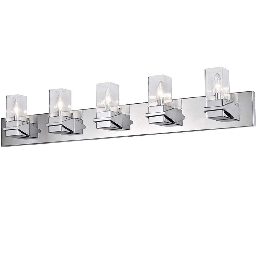 5 Light Incandescent Vanity, Polished Chrome W/ Clear Glass by Dainolite