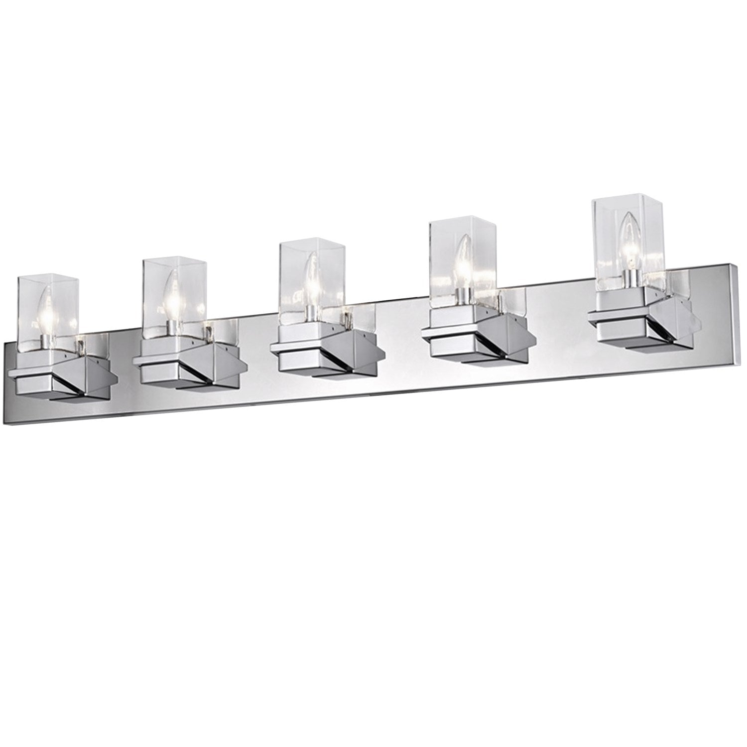 5 Light Incandescent Vanity, Polished Chrome W/ Clear Glass by Dainolite