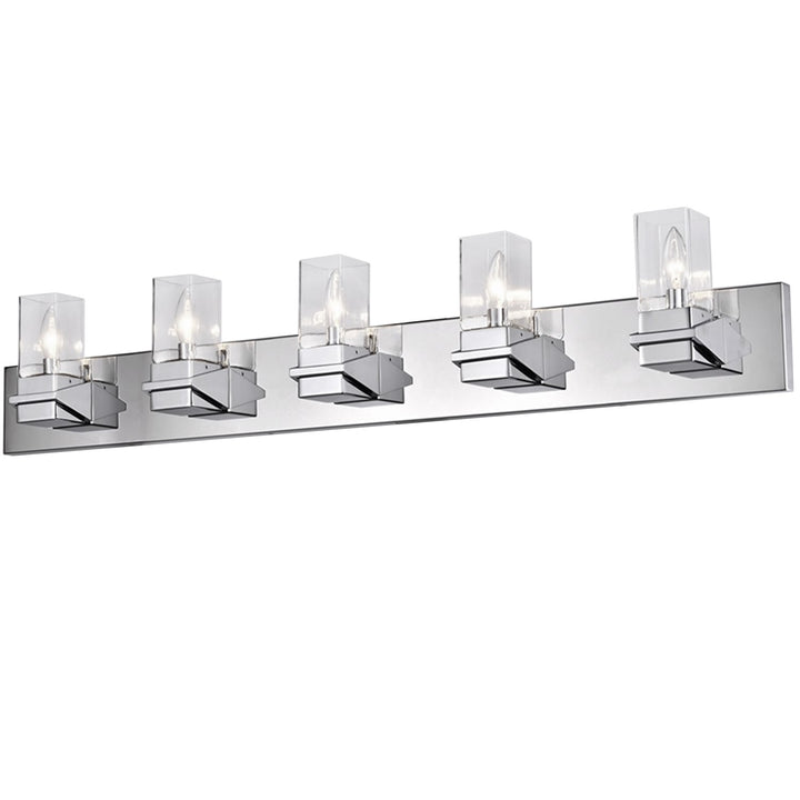 5 Light Incandescent Vanity, Polished Chrome W/ Clear Glass by Dainolite