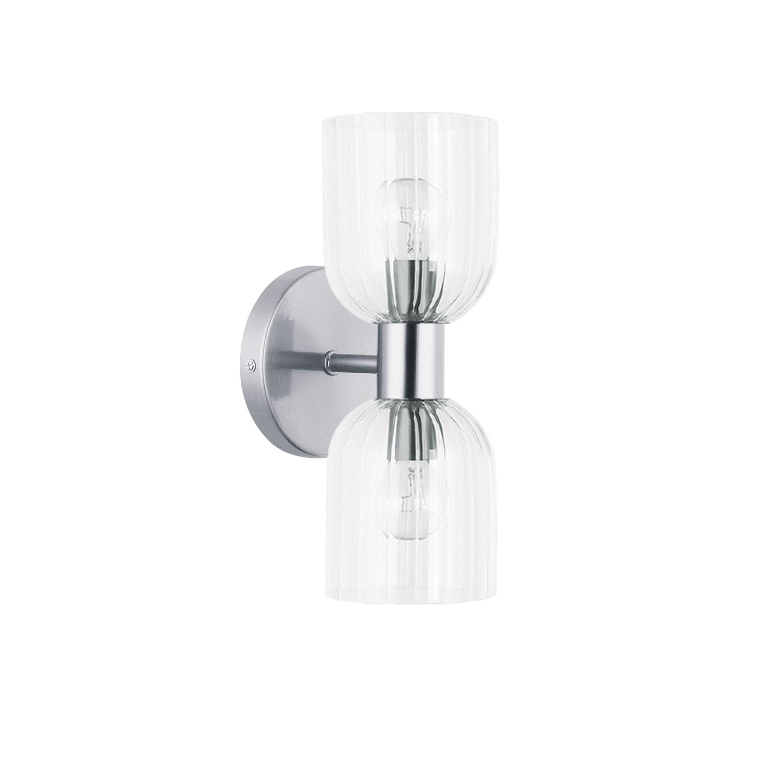 2 Light Incandescent  Wall Sconce Polished Chrome W/ Clear Ribbed Glass by Dainolite