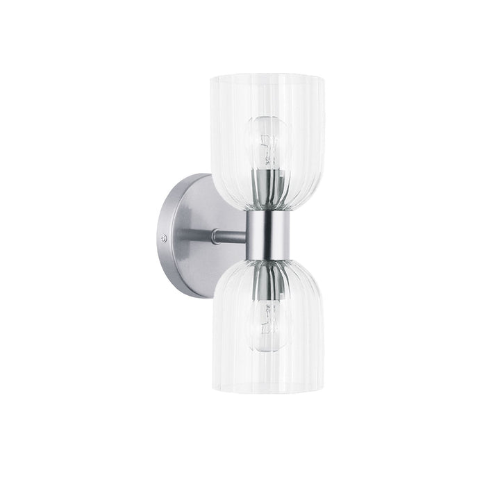 2 Light Incandescent  Wall Sconce Polished Chrome W/ Clear Ribbed Glass by Dainolite