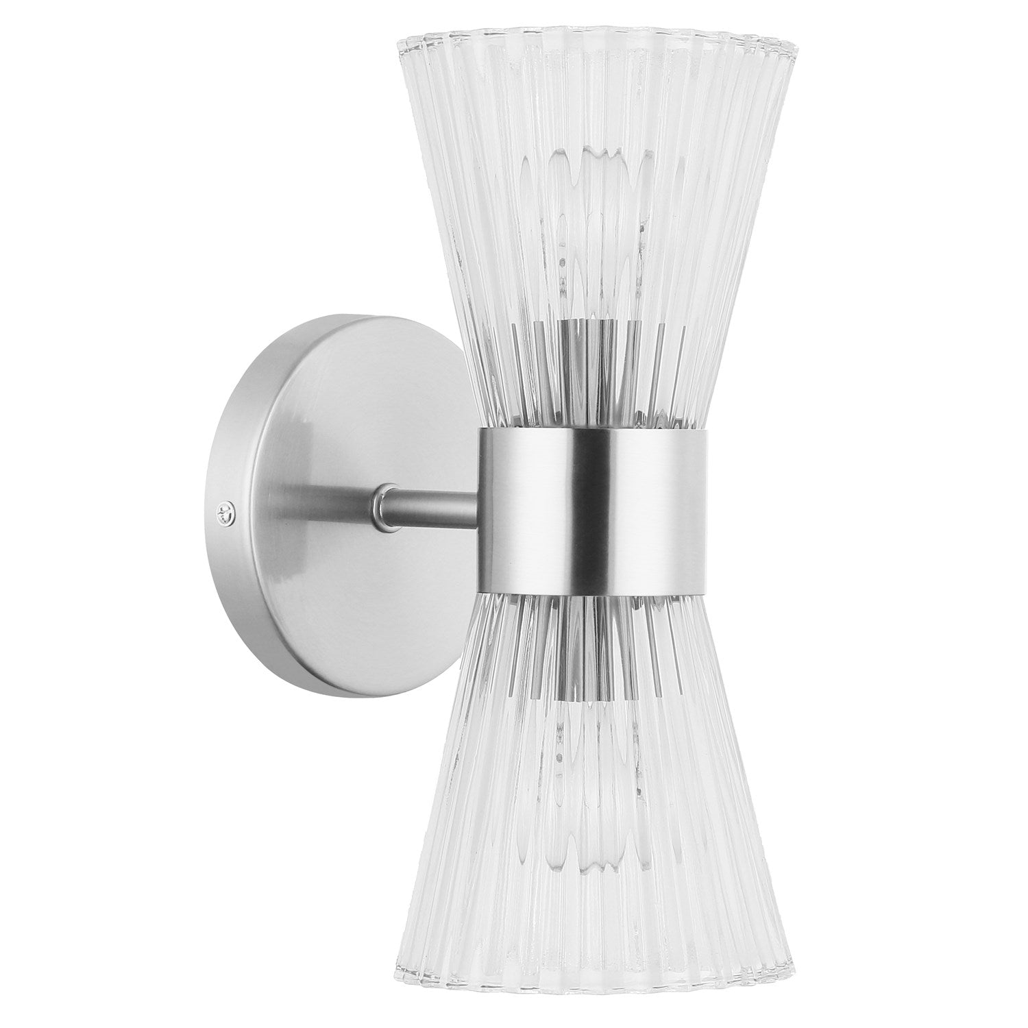 2 Light Incandescent Vanity Polished Chrome With Clear Ribbed Glass by Dainolite