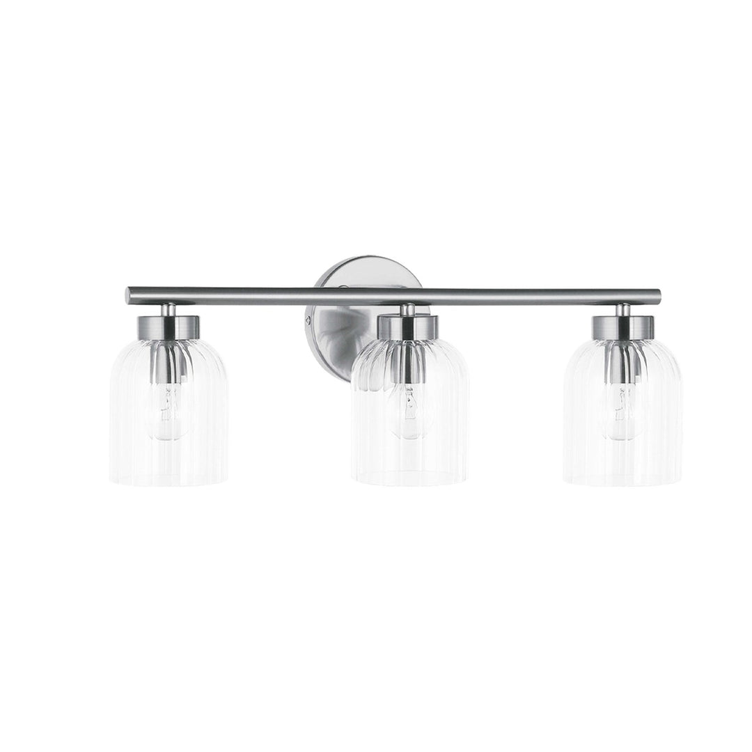3 Light Incandescent  Vanity Polished Chrome W/ Clear Ribbed Glass by Dainolite