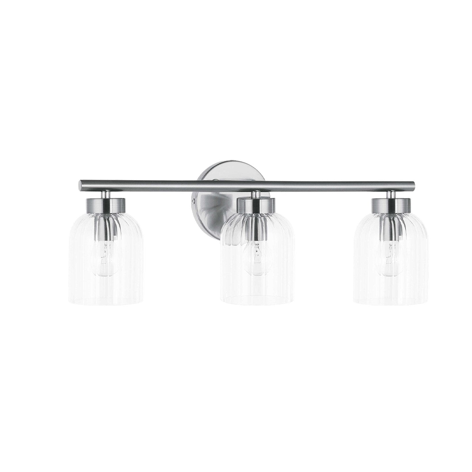 3 Light Incandescent  Vanity Polished Chrome W/ Clear Ribbed Glass by Dainolite
