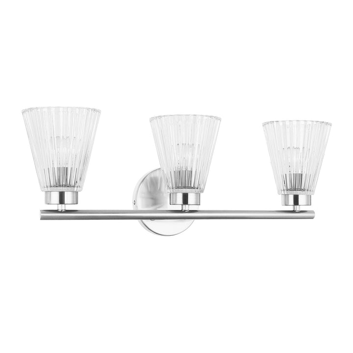 3 Light Incandescent Vanity Polished Chrome With Clear Ribbed Glass by Dainolite