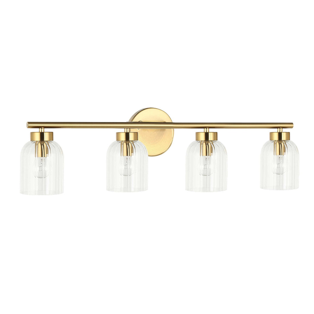 4 Light Incandescent  Vanity Aged Brass W/ Clear Ribbed Glass by Dainolite
