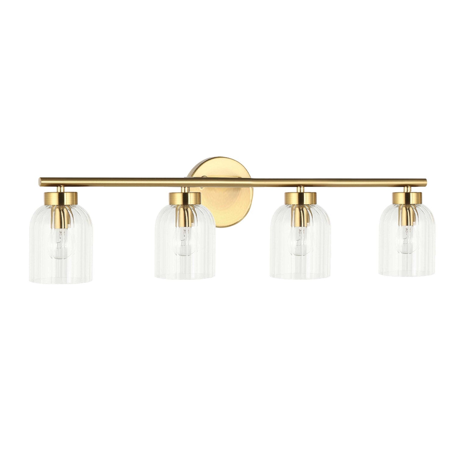 4 Light Incandescent  Vanity Aged Brass W/ Clear Ribbed Glass by Dainolite