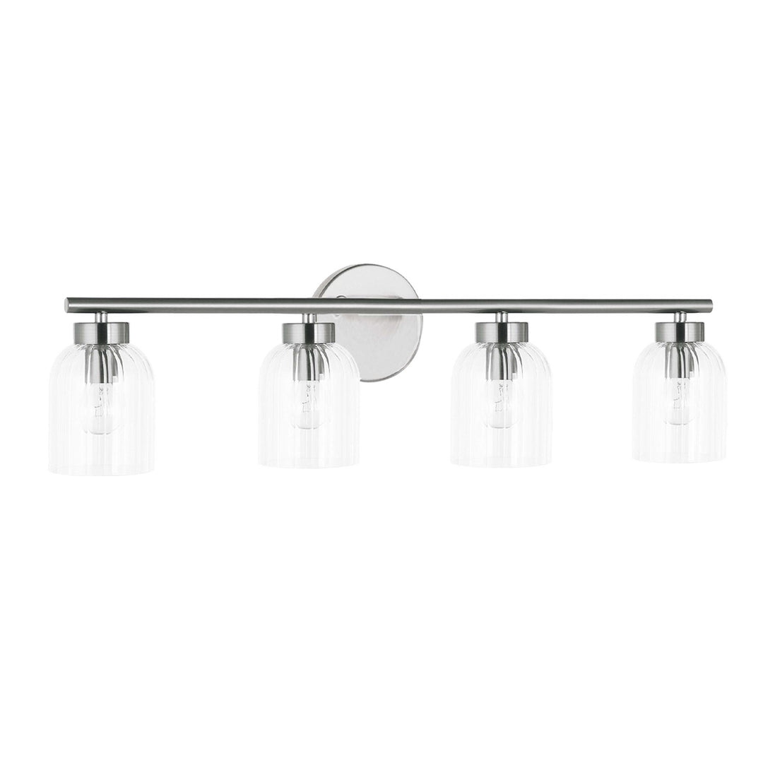 4 Light Incandescent  Vanity Polished Chrome W/ Clear Ribbed Glass by Dainolite