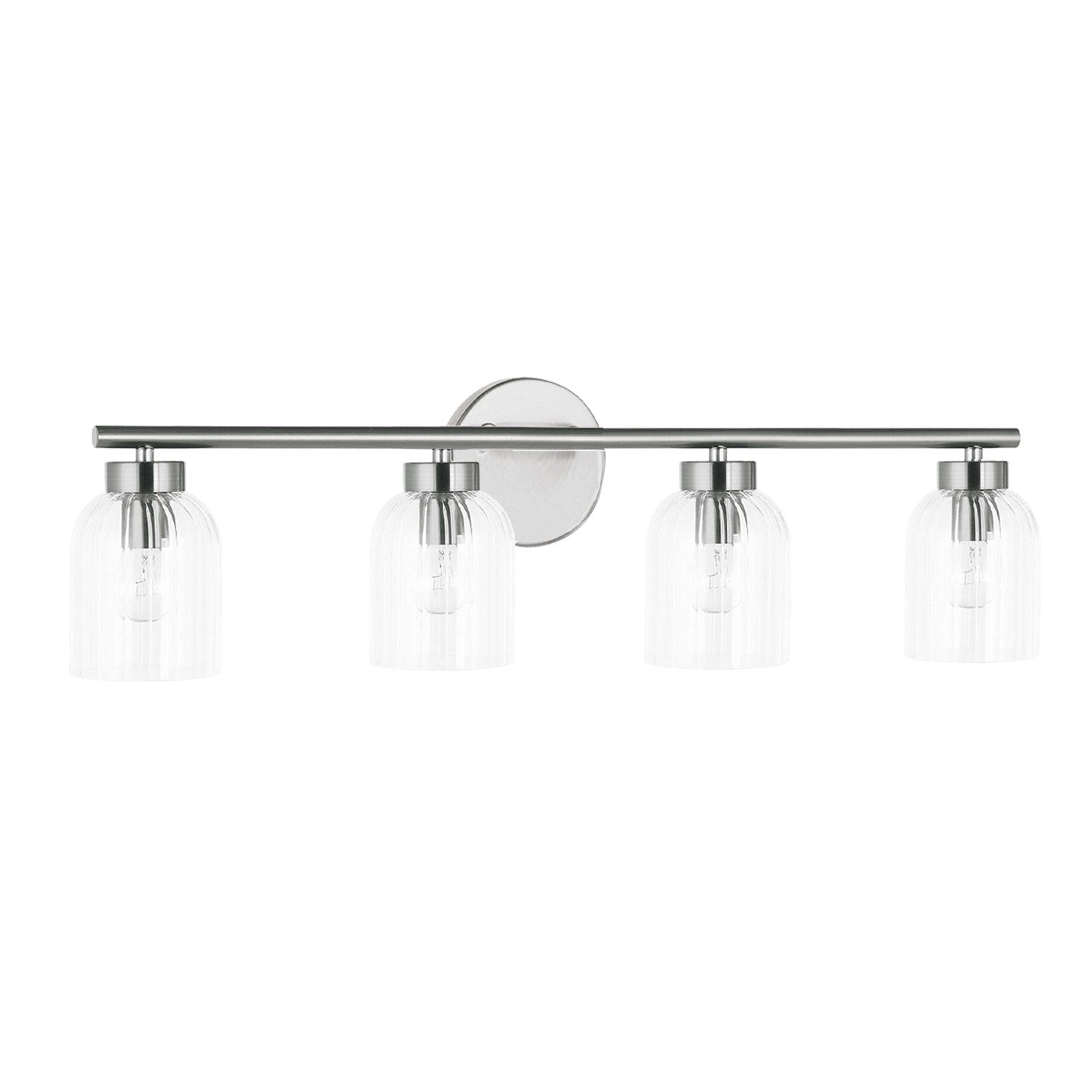 4 Light Incandescent  Vanity Polished Chrome W/ Clear Ribbed Glass by Dainolite