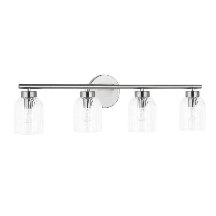4 Light Incandescent  Vanity Polished Chrome W/ Clear Ribbed Glass by Dainolite