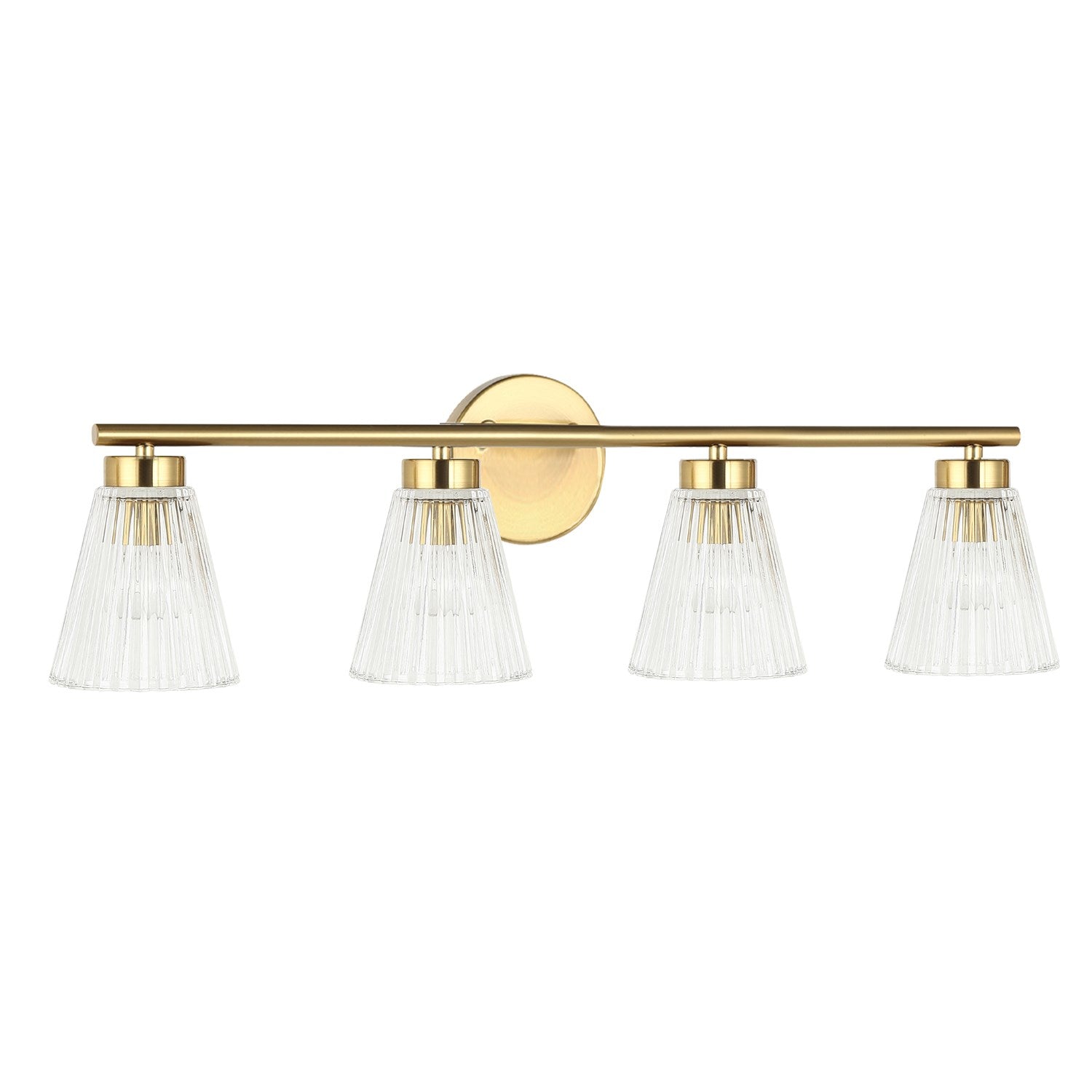 4 Light Incandescent Vanity Aged Brass With Clear Ribbed Glass by Dainolite